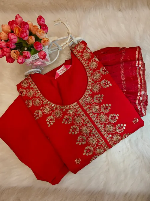 RED KURTI SET KS046